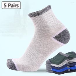 Men's Socks 5 Pairs Men's Cotton Style Colour Matching Durable Casual Men Soft Breathable Autumn Winter Athletic Male