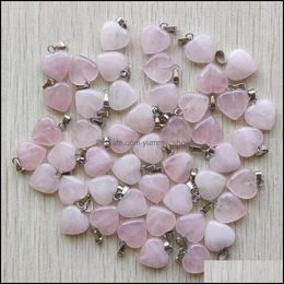 Charms 15Mm Rose Quartz Heart Natural Stone Charms Pendants For Necklace Jewelry Making Drop Delivery 2021 Findings Components Dhselle Dhg1F