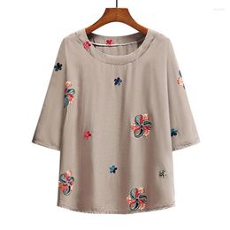 Women's Two Piece Pants 2 Pcs/Set Stylish Embroidery Elastic Waist Mother T-shirt Set Autumn Pyjamas Sleepwear Plus Size