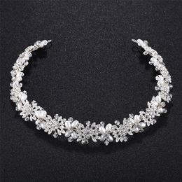 Wedding Hair Jewelry Luxury Clear Crystal Bridal Vine Pearls Accessories Headpiece Women Pageant Crown Headbands 220831