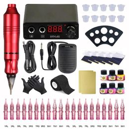 Tattoo Machine Complete Kits Power Supply Rotary Pen With Cartridges Needles Permanent Makeup For Body Art