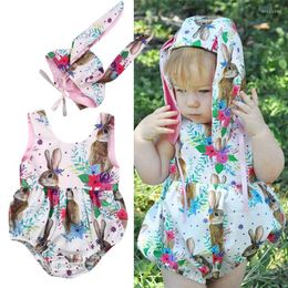 Clothing Sets 2022 Summer Born Toddler Kids Girl Children Clothes Set Easter Bodysuit Ear Hat Outfits Costume 2PCS