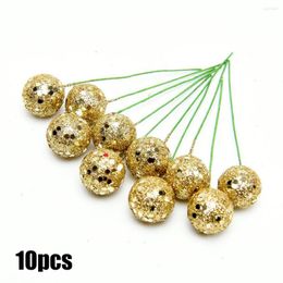 Party Decoration 10Pcs/String Glitter Christmas Tree Balls Baubles Xmas Hanging Ornaments For Home