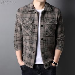 Men's Jackets 2021 Korean Plaid Jacket Men Thicker Winter Wool Trenchcoat Jacket Casual Slim Steetwear Wool Windjacket Ropa De Hombre 3XL L220902