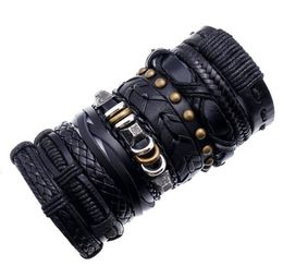 Men woman cowhide Bracelet DIY Beaded Strands rivet Hip hop Combination suit Bracelet 10styles/1set