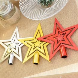 Christmas Decorations Gold Silver Tree Top Star Plastic Topper For Table Decoration Craft Xmas DIY Accessories