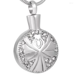 urn with angel NZ - Pendant Necklaces IJD8361 Crystal Angel Cremation Urn Necklace For Women Stainless Steel Round Shape Jewelry Ashes