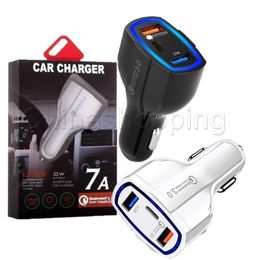 car chargers for tablets Australia - 35W 7A 3 Ports Car Chargers QC 3 0 Type C And USB Quick Charger With Qualcomm 3 0 Technology For Mobile Phone GPS Power Bank Tablet Pad292O