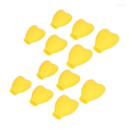 Storage Bags Wardrobe 12 Pcs Makeup Brush Covers Yellow Heart Shape Soft Flexible Lightweight Silicone Cosmetic Protectors