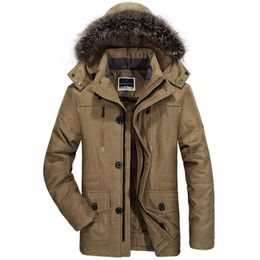 Mens Jackets Plus Size 6XL Fur Collar Winter Jacket Men Cotton Padded Warm Parka Coat Casual Faux Fleece Long Male Jacket Windbreaker Men 220902