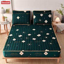 Sheets sets Cheeyouth Mattress Cover Thicken Quilted Fitted Bed Sheet Printed Bedding Queen King Bed Cover Nonslip Sheet Bed Pad for Home 220901