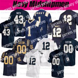 American College Football Wear Custom Navy Midshipmen Football Jersey #8 Dalen Morris #23 Myles Fells #34 Jamale Carothers #54 Diego Fagot #80 Mark Walker Jerseys