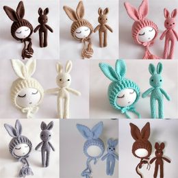 Handmade Mink velvet bunny hat doll wool knitted animal small ears newborn photography props 20220902 E3