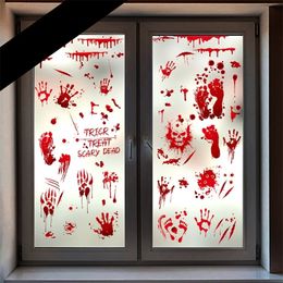 Other Decorative Stickers Halloween Masquerade Haunted House Decoration Blood Handprint Wall Party Background 220901