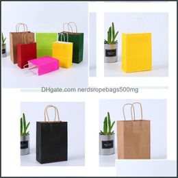 Packing Paper Shop Bags Kraft Paper Mtifunction High Quality Soft Color Bag With Handles Festival Gift Packaging 21X15X8Cm 164 K2 Dro Dh61C