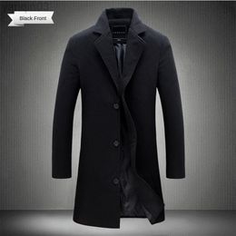 Men's Suits Blazers Long Cotton Jacket 2022 Autumn Winter New Wool Blend Pure Color Casual Business Fashion Mens Clothing Slim Windbreaker L220902