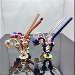 Glass Pipes Smoking Manufacture Hand-blown hookah New Colour coated skeleton with base big bubble glass smoking set