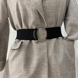 Belts Women Elastic Simple Solid Color Waist Ladies Round Buckle Metal Decor Coat Sweater Fashion Dress Accessories