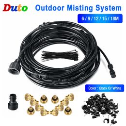 Watering Equipments 6/9/12/15/18m Outdoor Cooling Patio Misting System Fan Cooler Water Mist Gardenhouse Spray fog misting system 220902