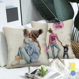 Pillow Covers For Sofa Chair Decoration Happy Parent And Kid Time Design Decorative Home Office Throw Case S
