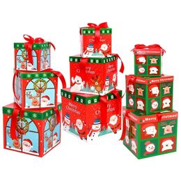 Gift Wrap 3Pcs Big Christmas Gift Box Merry Christmas Decorations For Home Xmas Tree Kids Candy Favour Package Boxes Santa Claus Elk Decors 220901