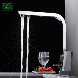 Kitchen Faucets FLG Square Brass Tap 360 Degree Rotation With Water Purification Features Mixer Taps Faucet For 1024-33C