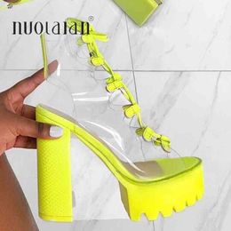 Boots 2019 New Women Platform Thick Bottom Fashion Sexy PVC Leather Lace Up Show Cool Nightclubs Cake Female 220901