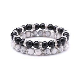 8mm Natural Stone Handmade Beaded Strands Crystal Charm Bracelets Elastic Jewellery For Women Men Lover Party Decor