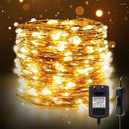 Strings Fairy Lights Silver/Copper Wire Xmas Outdoor LED String With Switch Party Home Wedding Year Christmas Tree Decoration