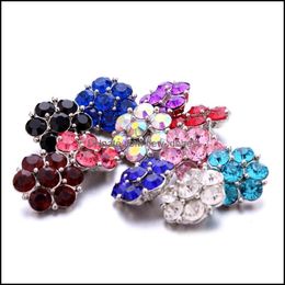 Clasps Hooks Radiant Colorf Rhinestone Chunk Clasp 18Mm Snap Button Zircon Flower Charms Bk For Snaps Diy Jewellery Find Dhseller2010 Dh1Pd