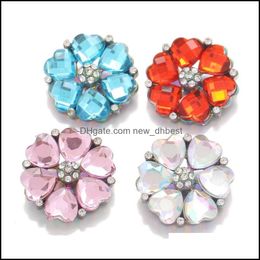 Clasps Hooks Noosa Plating Dazzling Heart Crystal Snowflake Snap Buttons Fit Diy 18Mm Button Bracelet Necklace Acc Ing Dhseller2010 Dhrsw