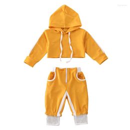 Clothing Sets 0-24M Born Kid Baby Girls Clothes Set Long Sleeve Hood Crop Tops Pants Sport Tracksuit Elegant Cute Fashion Outfit