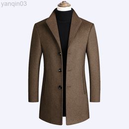 Men's Suits Blazers Autumn And Winter New Men Wool Jacket Simple Leisure Youth Solid Colour Medium Long Fashionable L220902