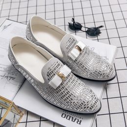 Shoes British Men Loafers Pointed Temperament Rhinestone Bow Fashion Business Casual Wedding Daily AD116 e167