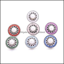 Clasps Hooks Colorf Acrylic Beads Clasps Chunk 18Mm Snap Button Zircon Flower Charms Bk For Snaps Diy Jewellery Findings Dhseller2010 Dhue4