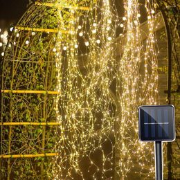 Strings Solar Starry String Lights 200LED Waterproof Decor Twinkle Fairy Light Christmas Tree Branch Waterfall For Wedding Party