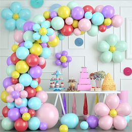 Party Decor Rainbow Balloons Garland Arch Kit Macaron Pastel Latex Balloons Boy Girl Birthday Wedding Bridal Baby Shower Supplies MJ0800