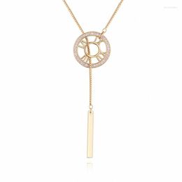 Pendant Necklaces TONGKWOK Sale Fashion Jewelry Necklace Zircon Crystal Circular And Arrows #130975