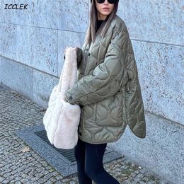 Womens Down Parkas Womens Winter Jacket Armygreen Bomber Parkas Oversized Quilted Coats Pocket Womens Spring Jacket Warm Loose Chic Coat 220902