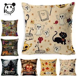 Pillow PEIYUAN Happy Halloween Mix Of Various Spooky Creatures Decorative Throw Cover Case Gift For Sofa
