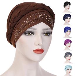 Beanie/Skull Caps Women Lady Muslim Braid Head Bonnet Turban Wrap Cover Cancer Arab Chemo Cap Hat Hair Loss Beanies Skullies Headscarf Cover