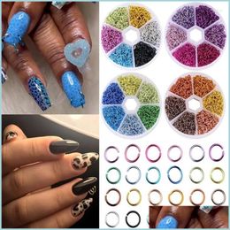 Nail Art Decorations Nail Art Decorations Metal Alloy Piercing Charms Mix Colours Dangle Ring For Diy Manicure Jewellery 3D Glitter Rhin Dhpqd