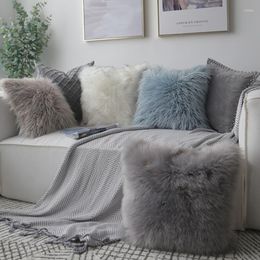 Pillow Drop Ship Faux Fur Cover Square Sequin Sofa Blue Decorative Pink Decor Home Grey