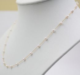 Chains Pure 18K Yellow Gold Necklace O Chain Link For Women Natural Akoya 29PCS Pearl 16.5''L