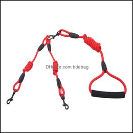 Dog Collars Leashes Dogs Double Rope Nylon Walk 2 Two Leash Coupler Twin Lead Walking Optional Collar Pl 434 V2 Drop Delivery 2021 H Dhbd5