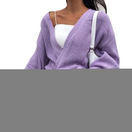 Women s Knits Tees Lady Lace Up Wrap Knitted Cardigan Women Long Sleeve V Neck Baggy Solid Holiday Fashion Casual Elegant Sweaters Knitwear 220902