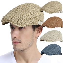 Berets Summer Mesh Breathable Straw Beret Hat For Men Boina Adjustable Solid Outdoor Beach Sun Protection Peaky Blinders Women Gorr