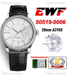 EWF Cellini Date 50519-006 A3165 Automatic Mens Watch 39mm Steel Case White Texture Dial Black Leather Super Edition Watches Same Series Warranty Card Puretime A1