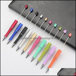 Ballpoint Pens Mix Colour Add A Beads Ballpoint Promotional Kids Play Christmas Gifts Creative Diy Plastic Beadable Pens Bead Ball Pen Dhi4A