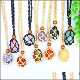 Arts And Crafts Jewellery Settings Woven Natural Stone Pendant Necklace Rope Mesh Bag Handmade Ornament Drop Delivery 2021 Home Garden Dhbw4